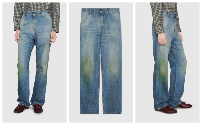 gucci jeans macchie di erba