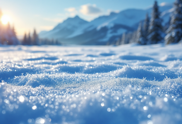 Paesaggio invernale con neve e alberi incantati