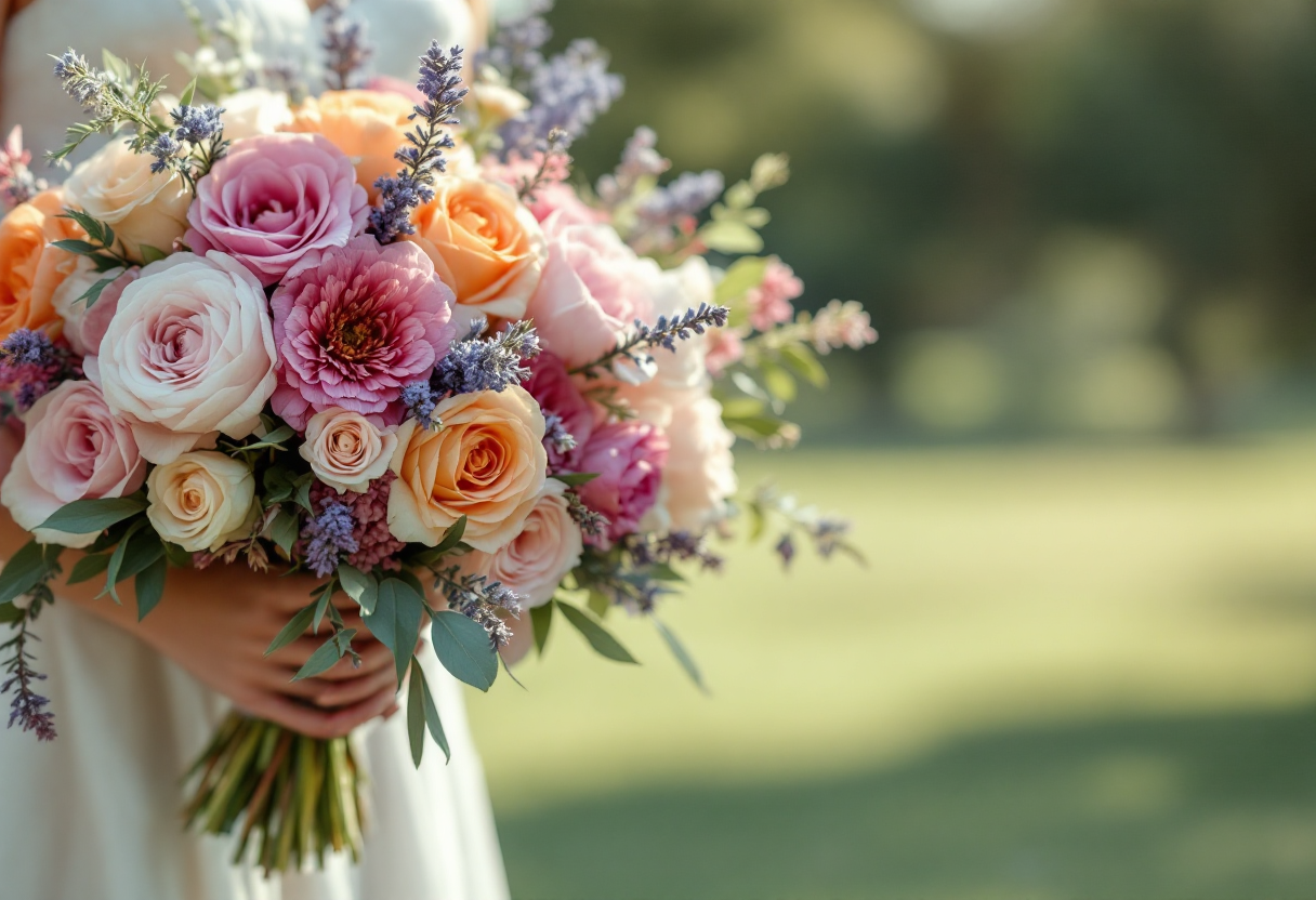 Immagine di un matrimonio moderno con decorazioni colorate