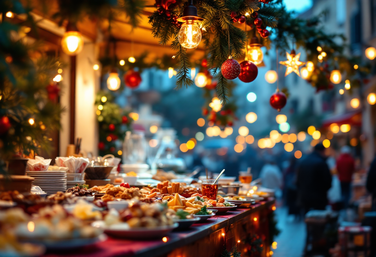 Mercato di Ballarò decorato per il Natale a Palermo