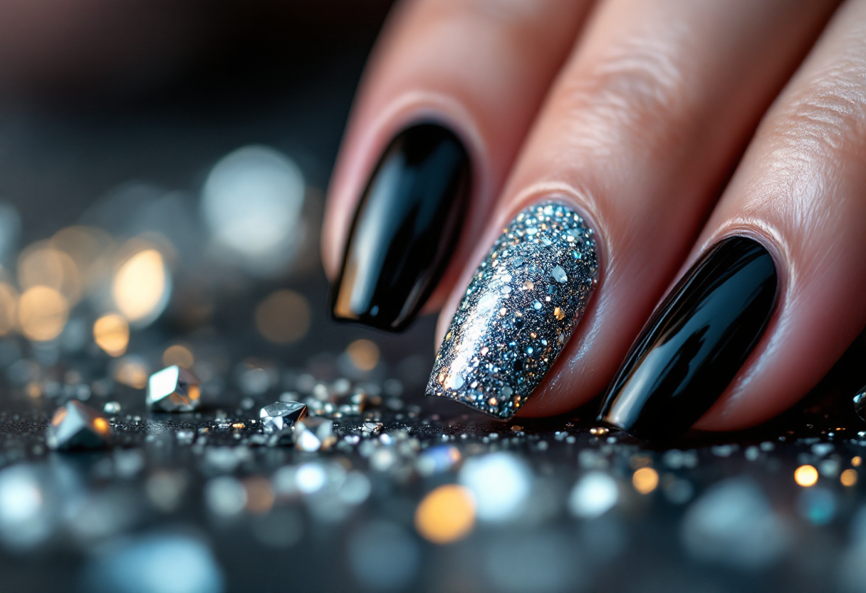 Manicure sofisticata: un mix di nero e argento